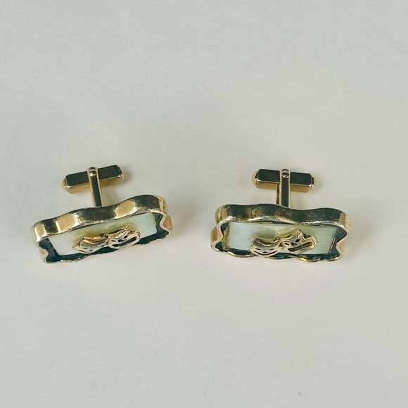 Vintage ANSON Pat. Pending Drama Club Comedy Tragedy Theater Masks Cuff Links LG - Picture 2 of 4